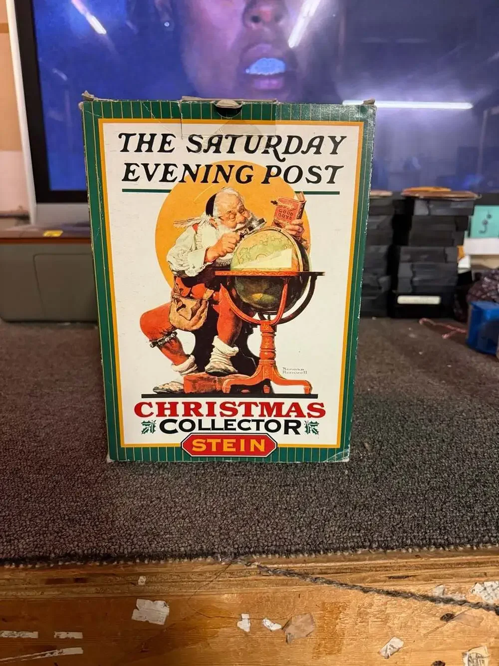 1995 Norman Rockwell Saturday Evening Post Christmas Collector Beer Stein with P